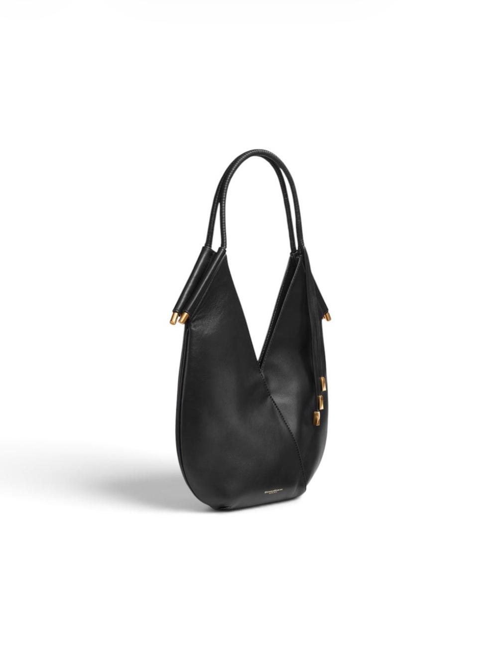 Donna Karan Baldwin Leather Mini Shoulder Bag Black Gold Hardware